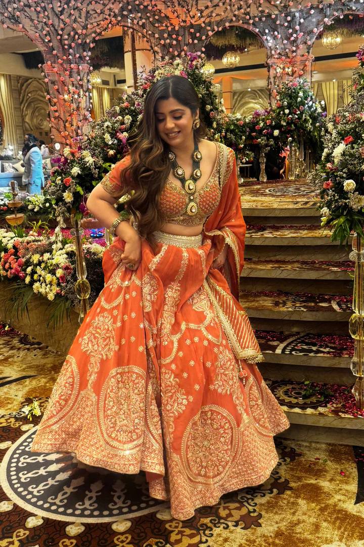 Amber Bloom Faux Georgette Lehenga Set