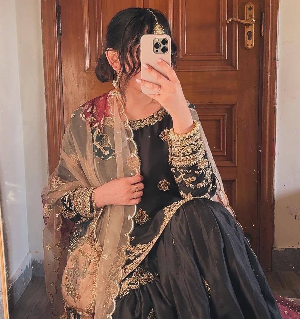 Midnight Bloom Sharara Set with Statement Dupatta