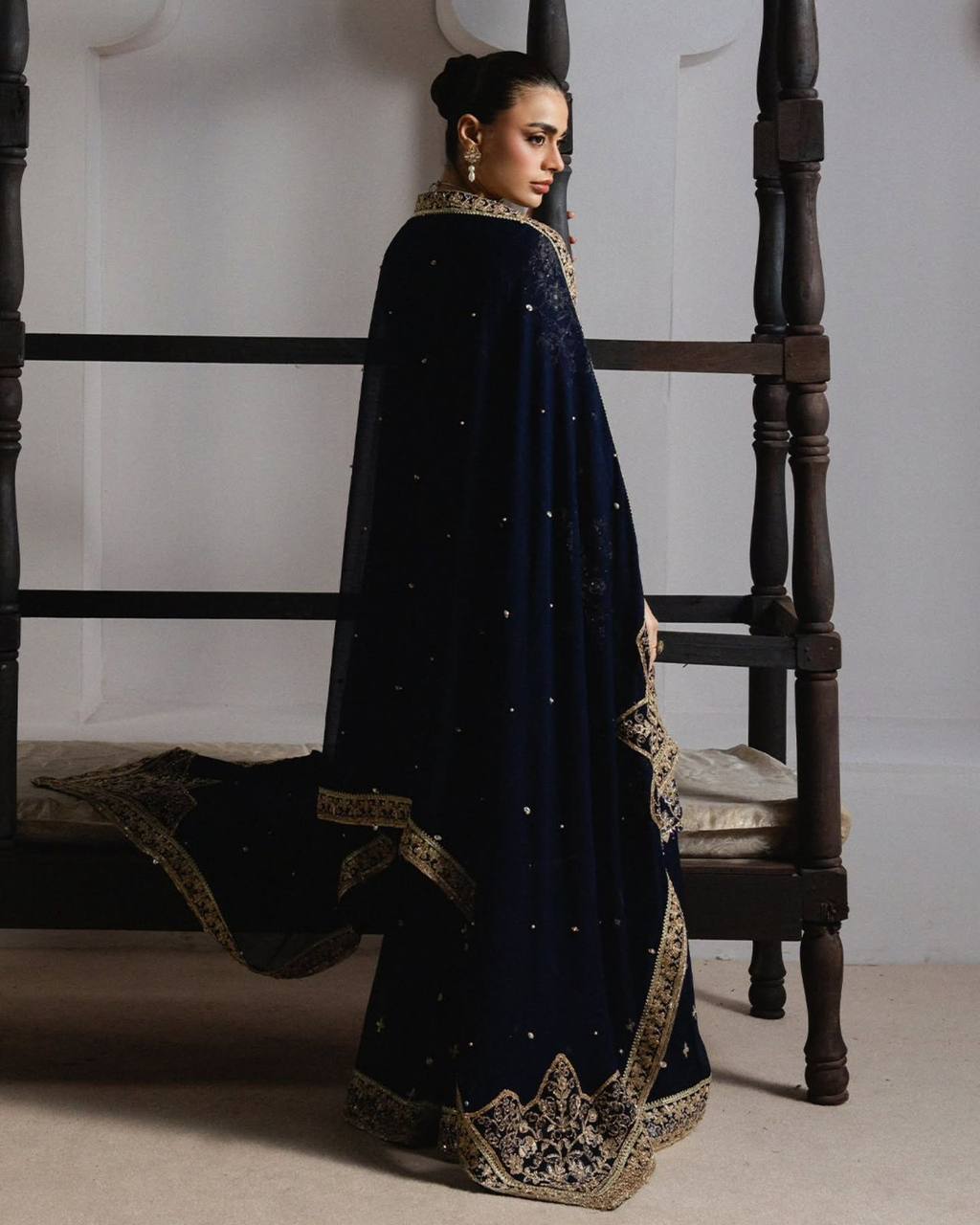 Navy Blue Partywear Plazo Set for Women | Elegant Embroidered Outfit