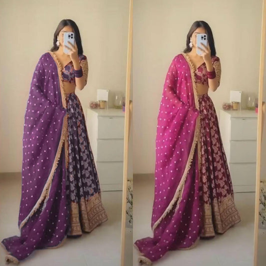 Plum Riwaayat Jacquard Lehenga Set