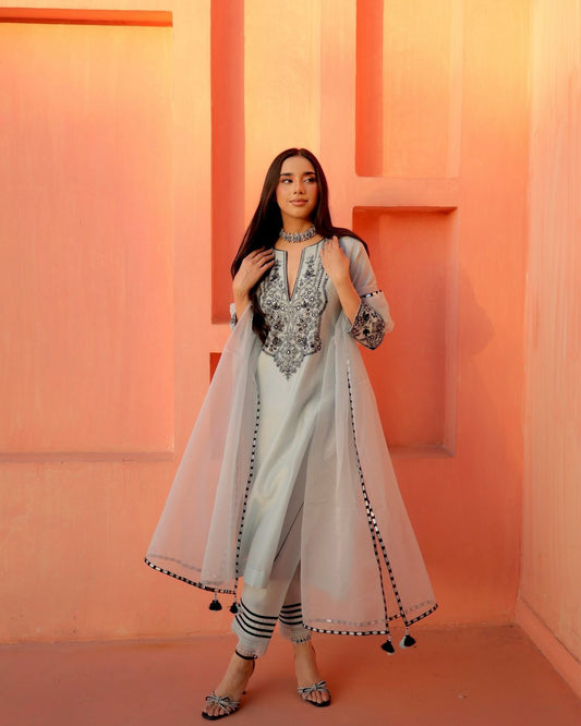 Women’s Festive Kurta Pant Suit Set with Dupatta