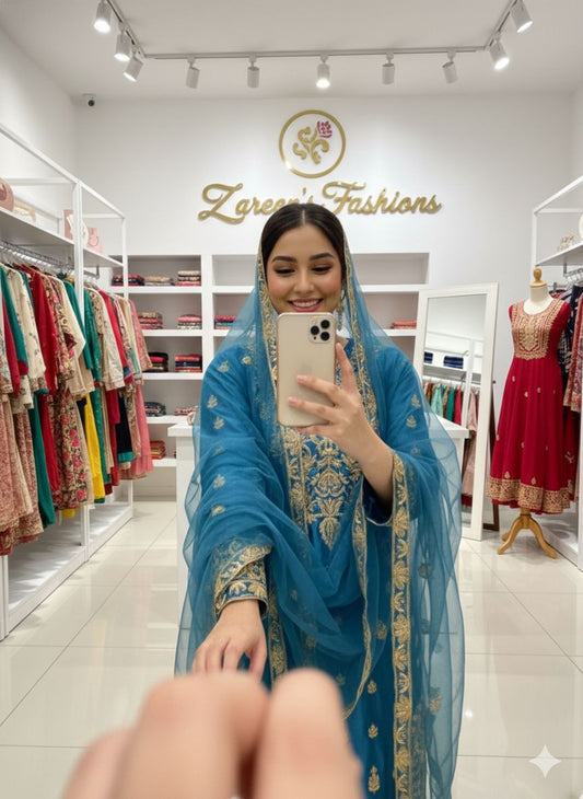 Teal Eid Special Plazo Set for Women | Sequence Work Partywear Outfit