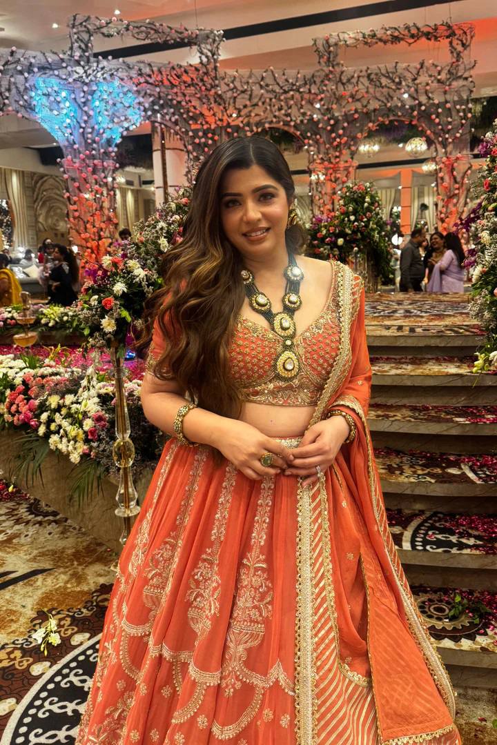 Amber Bloom Faux Georgette Lehenga Set