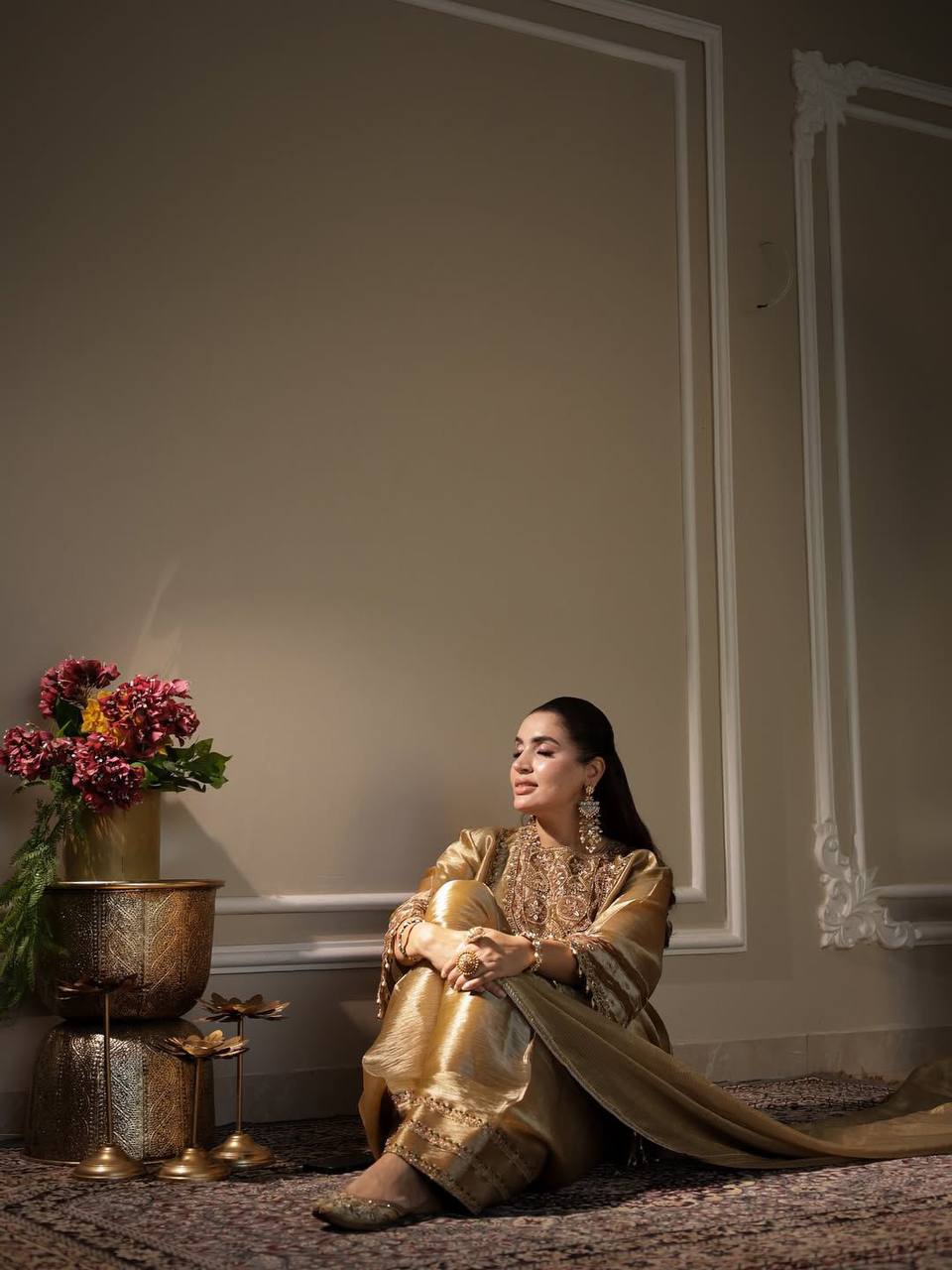 Antique Gold Salwar Set with Heritage-Inspired Sequence Detailing